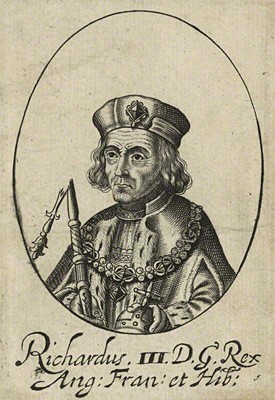 Line engraving of Richard III. Probably 17th century, possibly by William Faithorne (copyright National Portrait Gallery)
